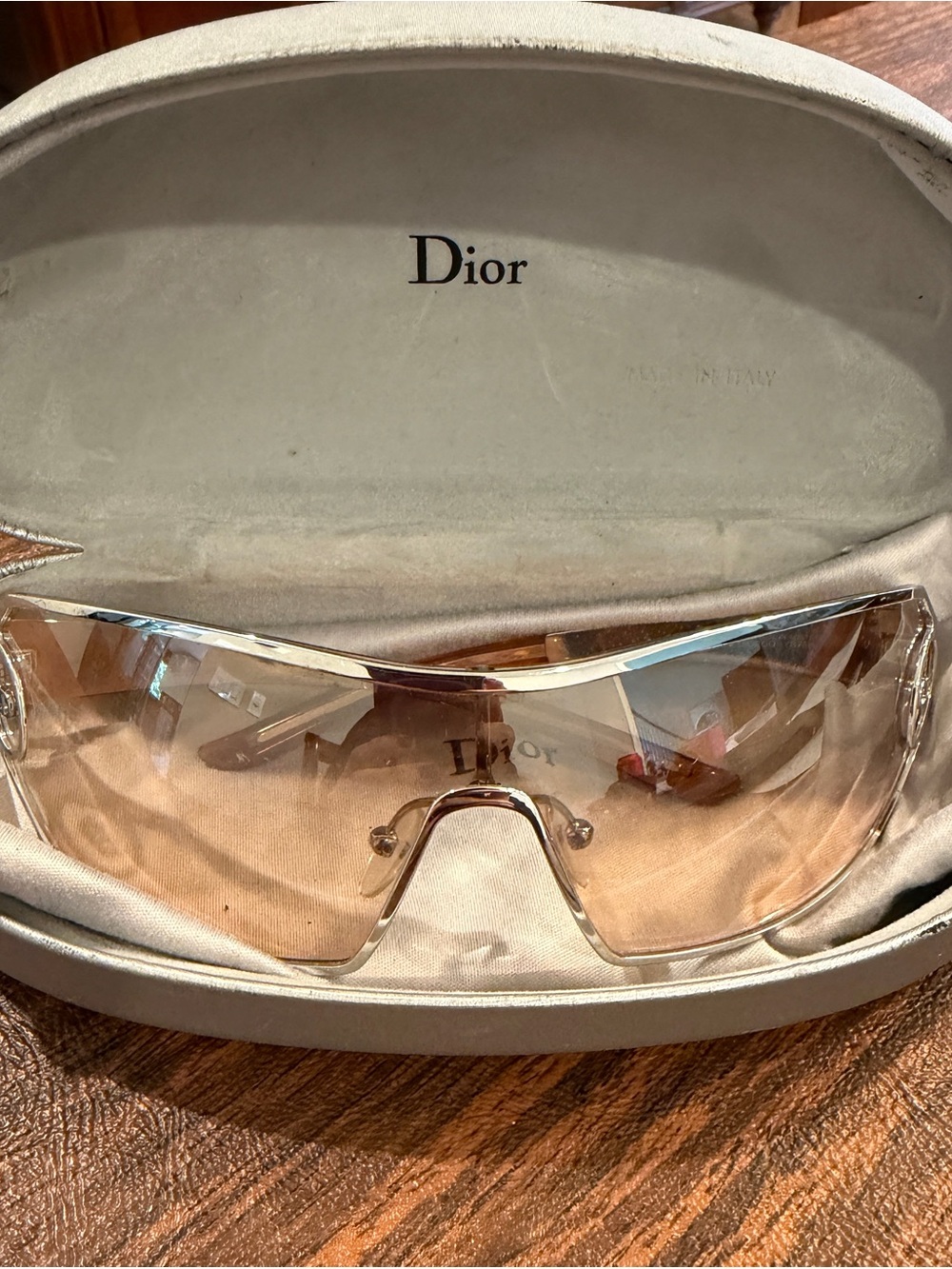 Dior Shield Sunglasses in Silver Frame with Clear Lenses